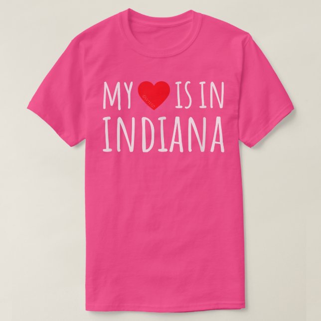 MIN HEART ÄR I INDIANA Cute American State T Shirt (Design framsida)
