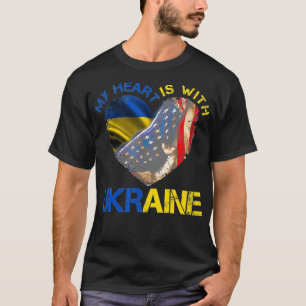 MIN HEART ÄR MED UKRAINA, Ukrainas amerikanska Fl T Shirt