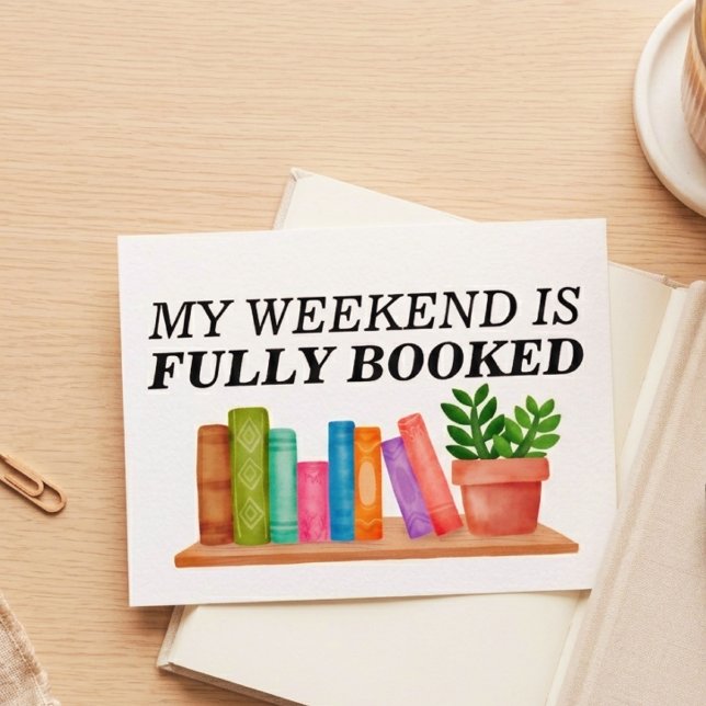 Min Helg Är Helt Bokad Läsning Av Böcker Vykort (My weekend is fully booked postcard)