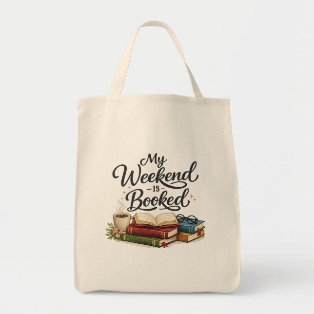 Min Helg är Helt Bokad Rolig Bok  Tygkasse (Framsidan)