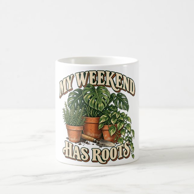 Min Helg Har Rötter Retro Krukväxter Kaffemugg (Center)