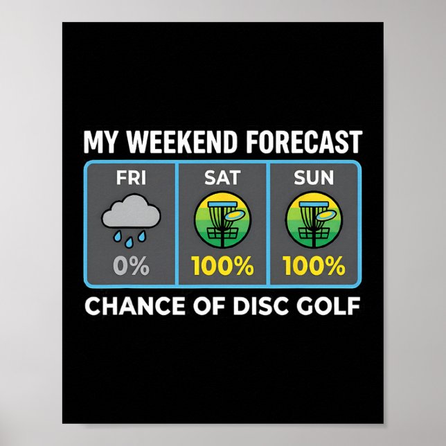 Min Helgprognos 100 Procent Chans För Discgolf Poster (Framsidan)