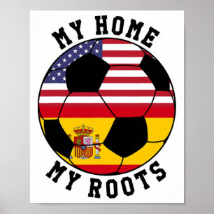 Min Hem Min Rötter Spanien Flagga Fotboll Poster