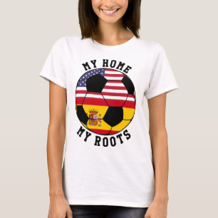 Min Hem Mina Rötter Spanien Flagga Fotboll T Shirt