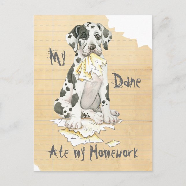 Min hemläxa i Great dane Vykort (Framsida)
