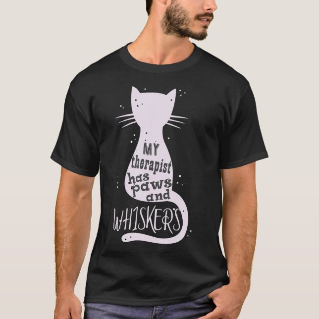 Min herapist har Tass och Whisker Cat Kitten Mamma T Shirt (Framsida)
