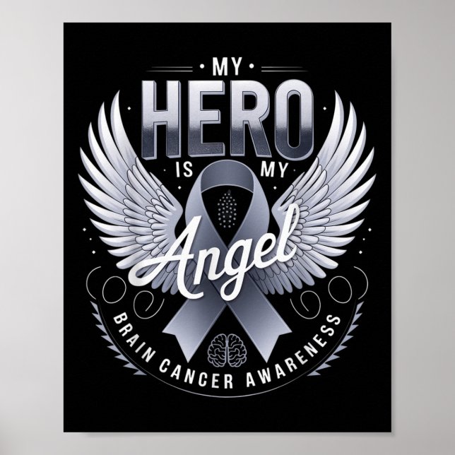 Min Hero är min ängel Brain Cancer Awareness Hero  Poster (Framsidan)