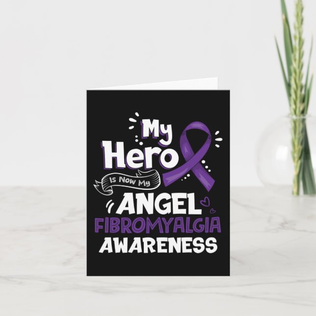 Min Hero är nu min andgel Fibromyalgia Awareness G Kort (Framsida)