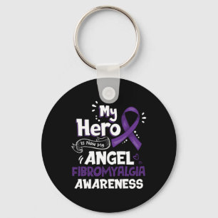 Min Hero är nu min andgel Fibromyalgia Awareness G Nyckelring