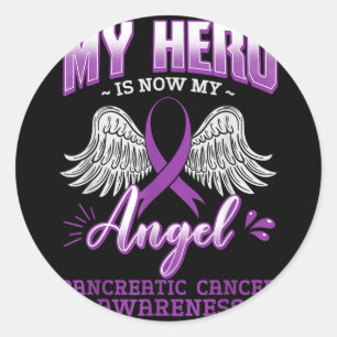 Min Hero är nu min angel- bukspottkörtelcancer Runt Klistermärke