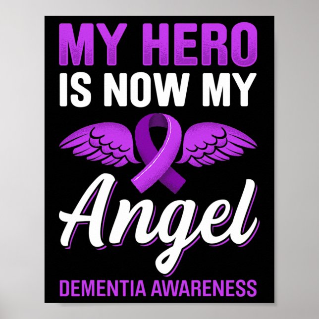 Min Hero är nu min ängel Dementia Awareness Alzhei Poster (Framsidan)