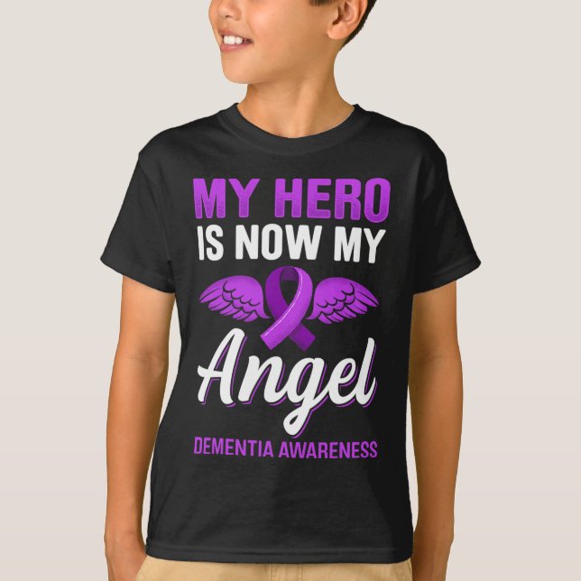 Min Hero är nu min ängel Dementia Awareness Alzhei T Shirt (Framsida)