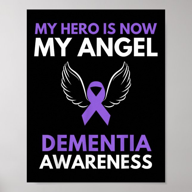 Min Hero är nu min ängel Dementia Awareness Ribbon Poster (Framsidan)