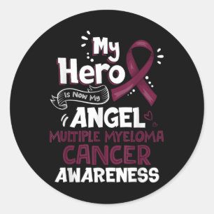 Min Hero är nu min angel Många Myeloma Cancer Runt Klistermärke