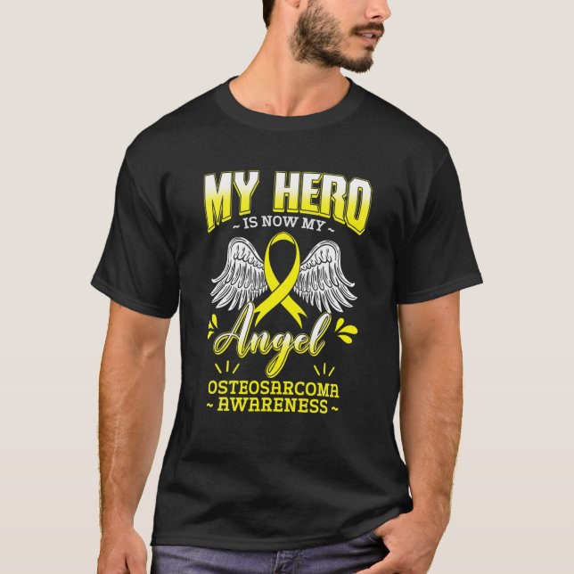 Min Hero är nu min ängel Osteosarcoma Awareness OG T Shirt (Framsida)
