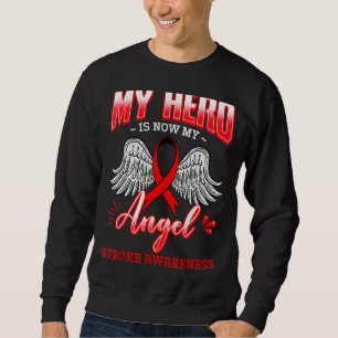 Min Hero är nu min angel Stroke Neurolog Red Rib Lång Ärmad Tröja