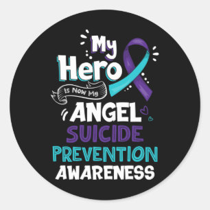 Min Hero är nu min angel Suicide Prevention Awaren Runt Klistermärke