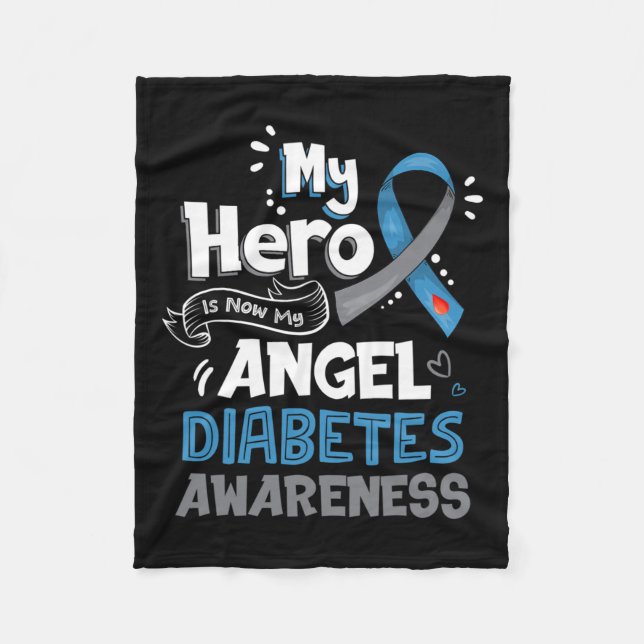 Min Hero är nu min Angel T1d Diabetes Awareness Gi Fleecefilt (Framsidan)
