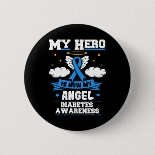 Min Hero är nu min angeldiabetes Blue Diabetic Ket Knapp