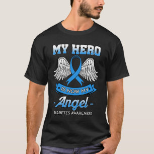 Min Hero är nu min angeldiabetes Blue Diabetic Ket T Shirt