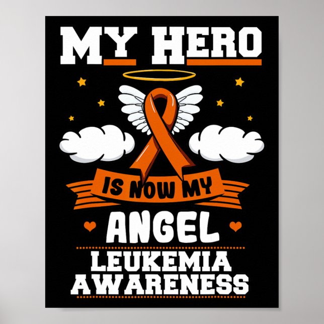 Min Hero är nu min Grönt i Angel Leukemia Ribbon C Poster (Framsidan)