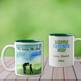 Min Hero. Min Pappa. Fars dag tvåtonskaffe Mugg