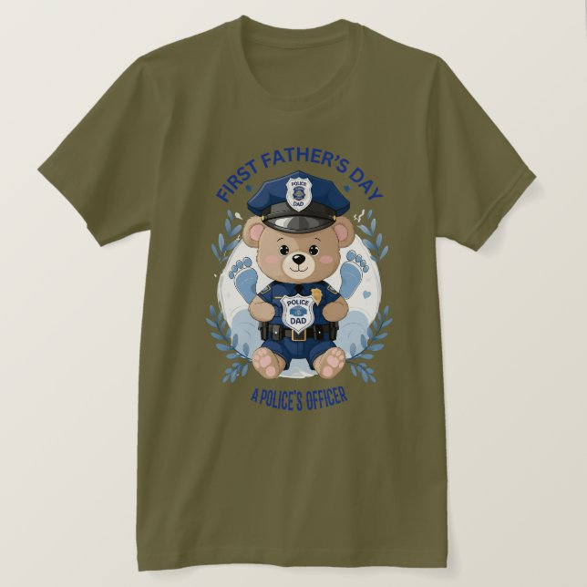 👮 ‍ 💙 "Min Hero, Min pappa" - Första Fadern T Shirt (Design framsida)