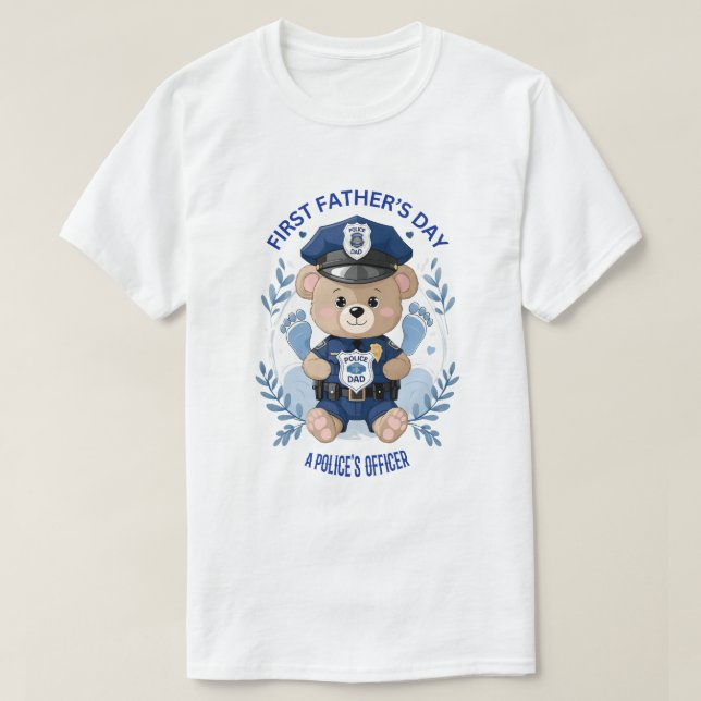👮 ‍ 💙 "Min Hero, Min pappa" - Första Fadern T Shirt (Design framsida)
