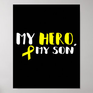 Min Hero Min son - Guld Ribbon Childancy Cancar aw Poster