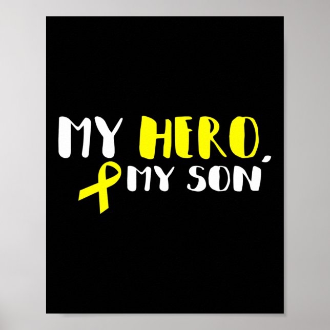 Min Hero Min son - Guld Ribbon Childancy Cancar aw Poster (Framsidan)