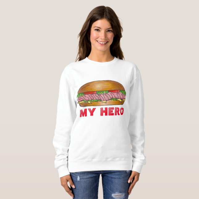 Min Hero Submarine Sandwich Grinder Sub Sweatshirt T Shirt (Hel framsida)