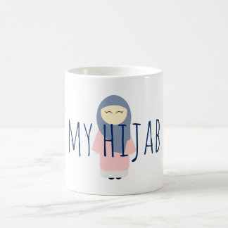 min hijab-kaffe med mugg muslim flicka