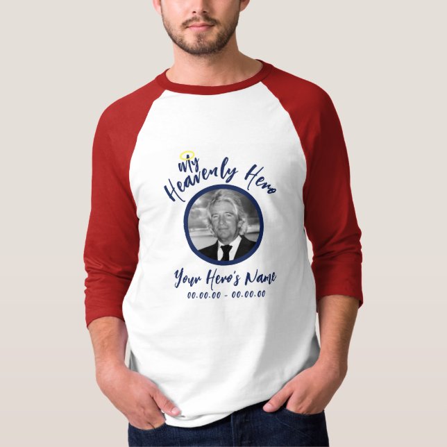 Min Himmelska Hero Memorial Raglan Red White & Blu T Shirt (Framsida)