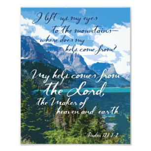 Min hjälp kommer från Lord Psalm 121 Mountain Art Fototryck