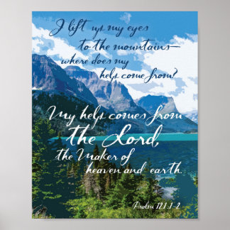 Min hjälp kommer från Lord Psalm 121 Mountain Art Poster
