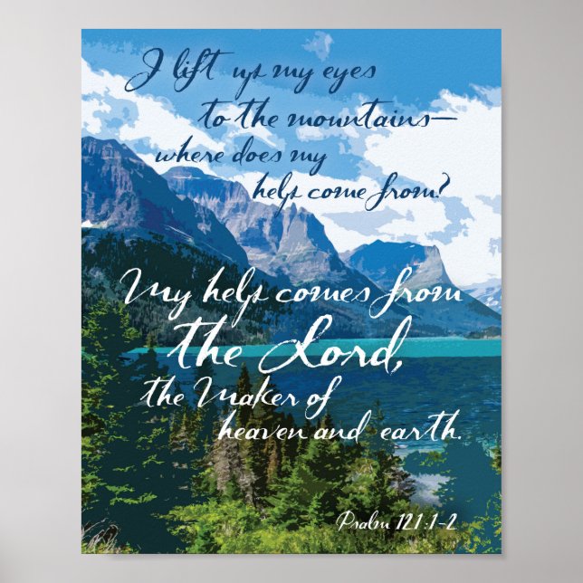 Min hjälp kommer från Lord Psalm 121 Mountain Art Poster (Framsidan)