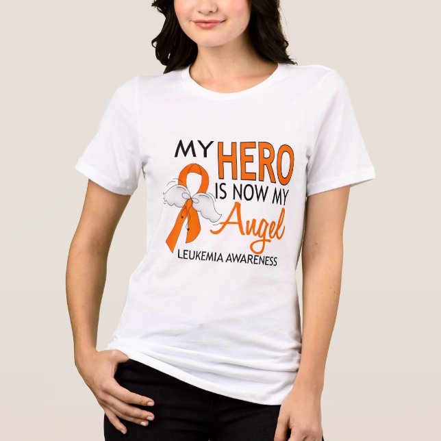 Min hjälte är min ängelLeukemia T Shirt (Framsida)