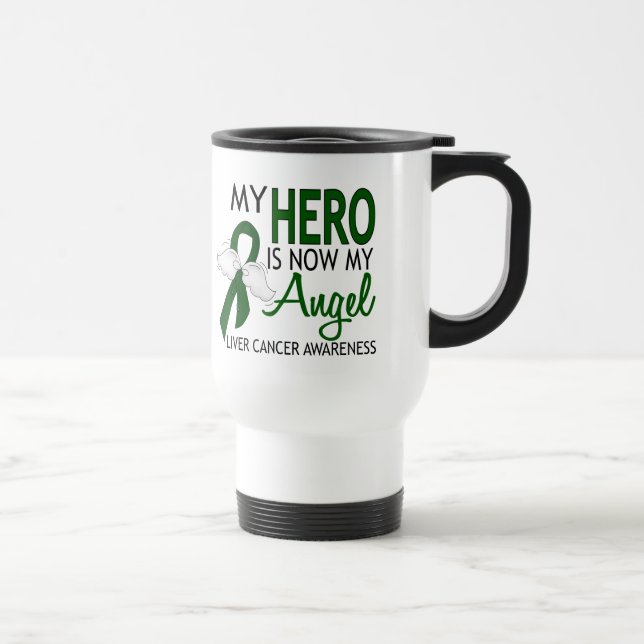 Min hjälte är min ängellevercancer resemugg (Höger)
