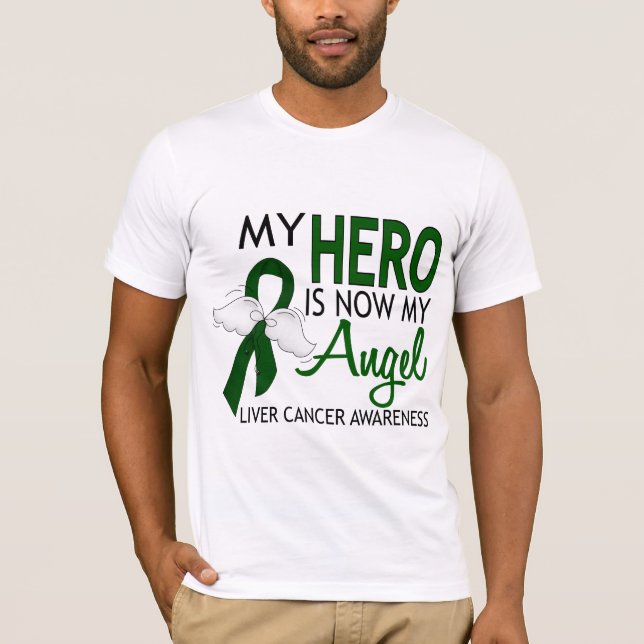 Min hjälte är min ängellevercancer t-shirt (Framsida)