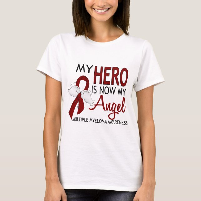 Min hjälte är min åtskilliga Myeloma för ängeln Tee Shirt (Framsida)