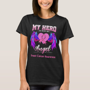 Min hjälte är nu min ängel Bröstcancer medvetenhet T Shirt