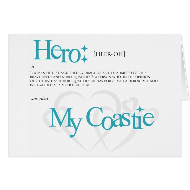 Min hjälte, min Coastie Hälsningskort (Framsidan Horizontal)