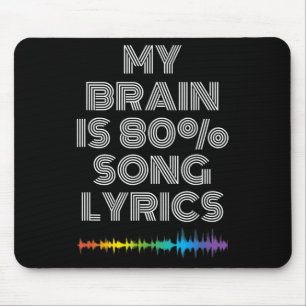 Min hjärna är 80 % Sång Letter Funny Music Älskare Musmatta