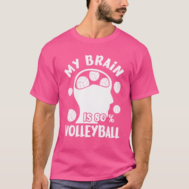 Min Hjärna Är 80 Volleyboll Present flicka T Shirt (Framsida)