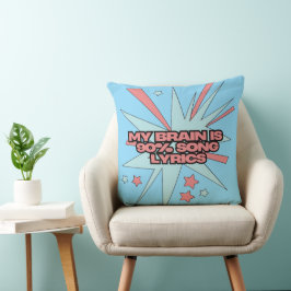 Min hjärna är 90% sångtexter – Rolig Retro Pop Art Kudde