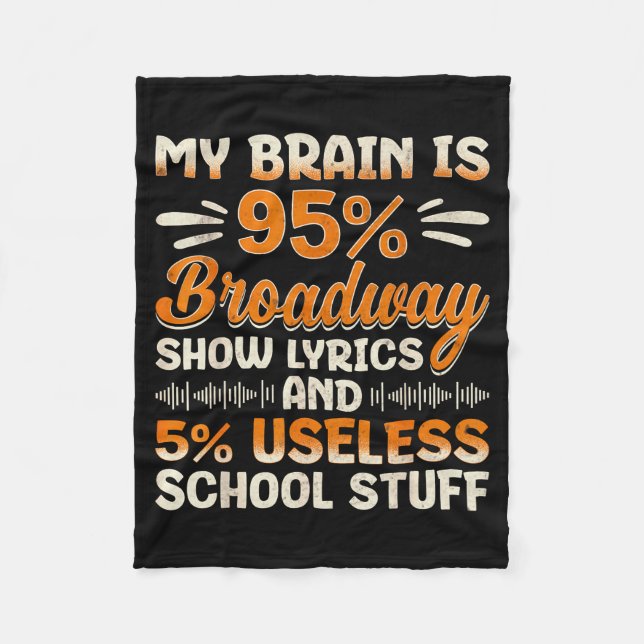 Min Hjärna Är 95% Broadway Text Nörd Musikal Fleecefilt (Framsidan)