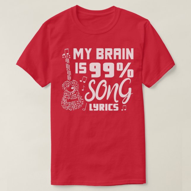 Min hjärna är 99 Sång Lrik Funny Singer Musical Th T Shirt (Design framsida)
