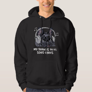 Min hjärna är 99 Song Lyrics Funny Dog Music Lover Hoodie