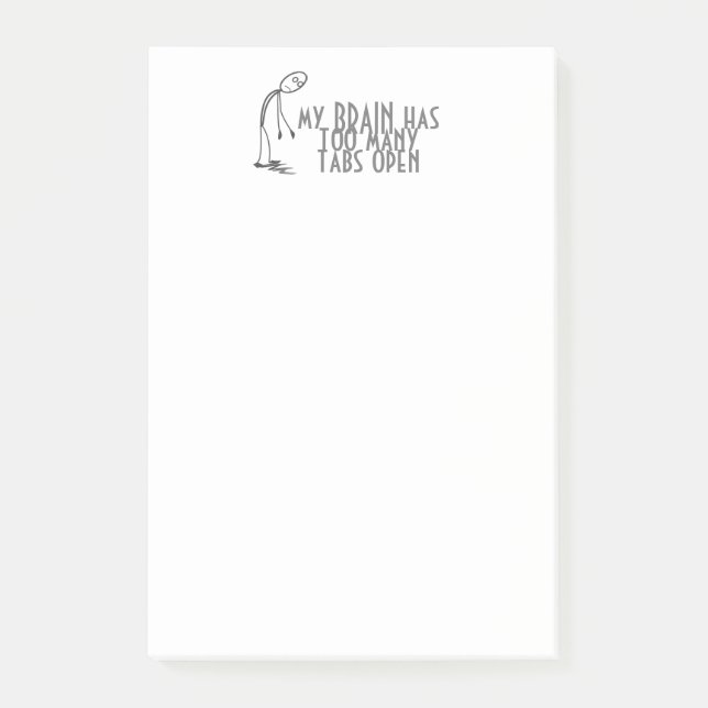 Min hjärna har för många flikar öppna datoranteckn post-it block (Framsida)