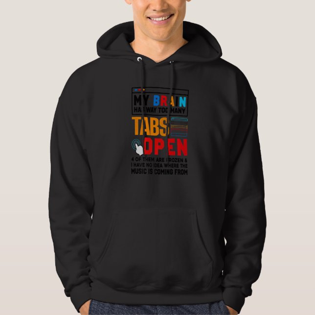 Min hjärna har för många flikar Öppna Software Dev Hoodie (Framsida)